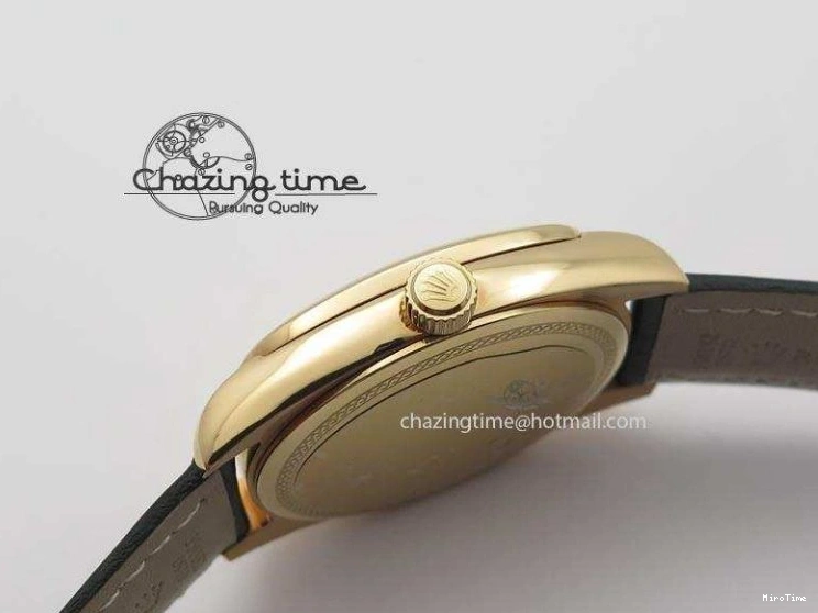 MiroTime 0209 Cozy Cellini Date RG Rose Gold Dial Stick Markers On Black Leather Strap A 3873